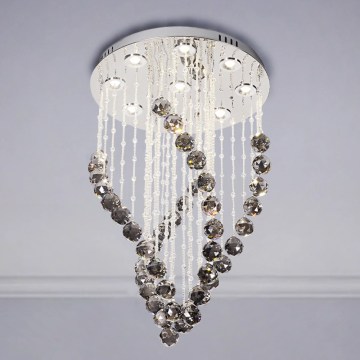 LED kristallen plafondlamp NAURU LED/30W/230V Ø 40 cm glanzend chroom/zwart + afstandsbediening
