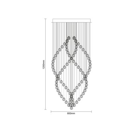 LED-kristallen plafondlamp NAURU LED/30W/230V Ø 60 cm glanzend chroom + afstandsbediening