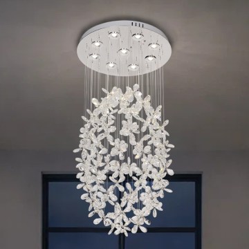 LED-kristallen plafondlamp SAMOA LED/30W/230V Ø 40 cm glanzend chroom + afstandsbediening