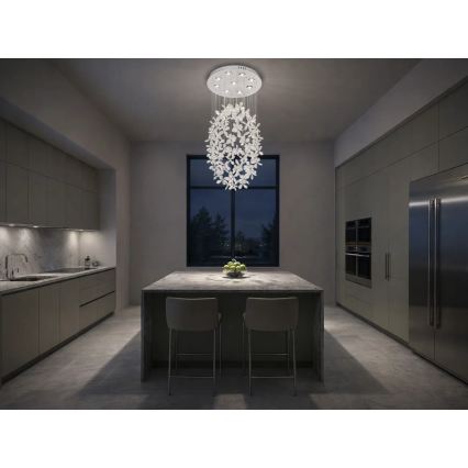 LED-kristallen plafondlamp SAMOA LED/30W/230V Ø 40 cm glanzend chroom + afstandsbediening
