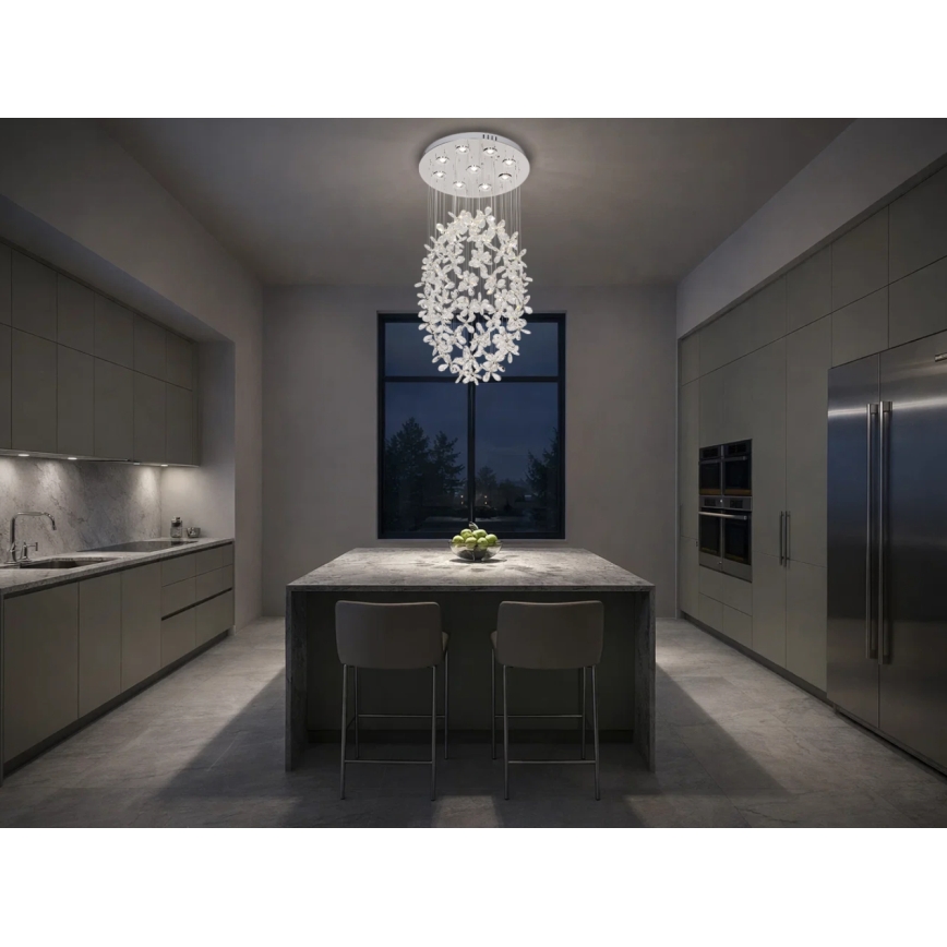 LED-kristallen plafondlamp SAMOA LED/30W/230V Ø 40 cm glanzend chroom + afstandsbediening