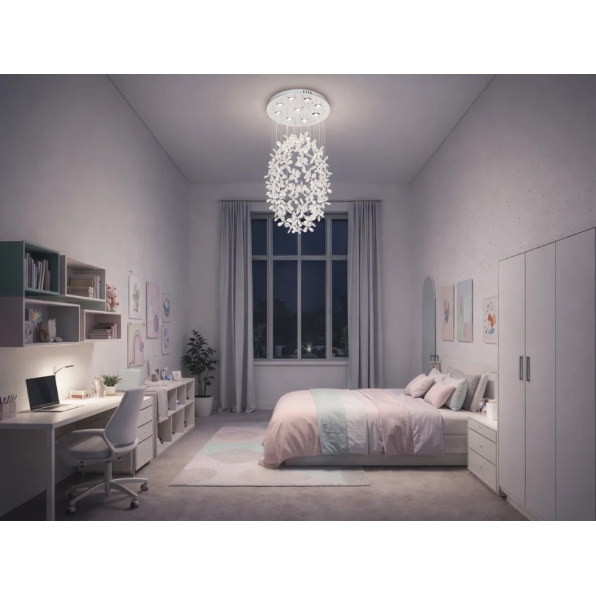 LED-kristallen plafondlamp SAMOA LED/30W/230V Ø 40 cm glanzend chroom + afstandsbediening