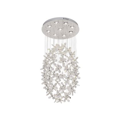 LED-kristallen plafondlamp SAMOA LED/30W/230V Ø 40 cm glanzend chroom + afstandsbediening