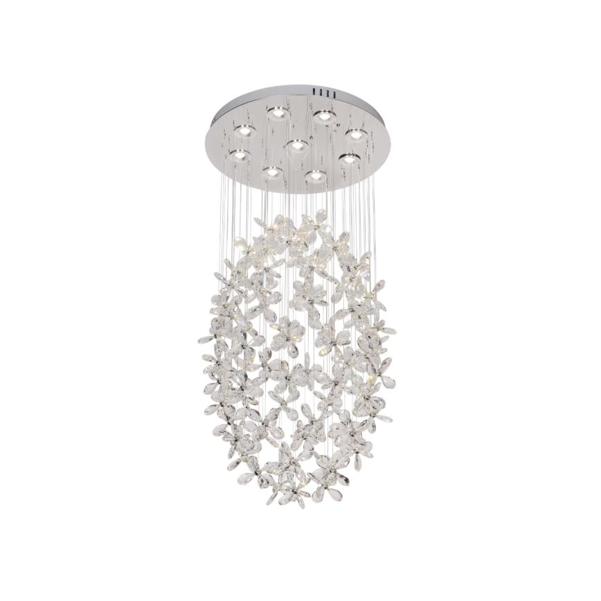 LED-kristallen plafondlamp SAMOA LED/30W/230V Ø 40 cm glanzend chroom + afstandsbediening
