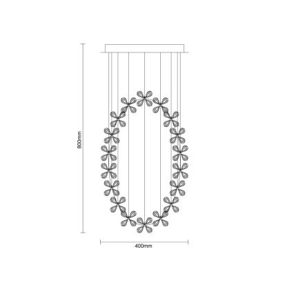 LED-kristallen plafondlamp SAMOA LED/30W/230V Ø 40 cm glanzend chroom + afstandsbediening