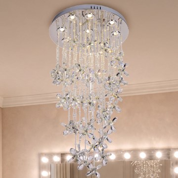 LED-kristallen plafondlamp SAMOA LED/30W/230V Ø 40 cm glanzend chroom + afstandsbediening