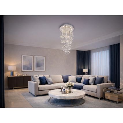 LED-kristallen plafondlamp SAMOA LED/30W/230V Ø 40 cm glanzend chroom + afstandsbediening