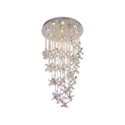 LED-kristallen plafondlamp SAMOA LED/30W/230V Ø 40 cm glanzend chroom + afstandsbediening