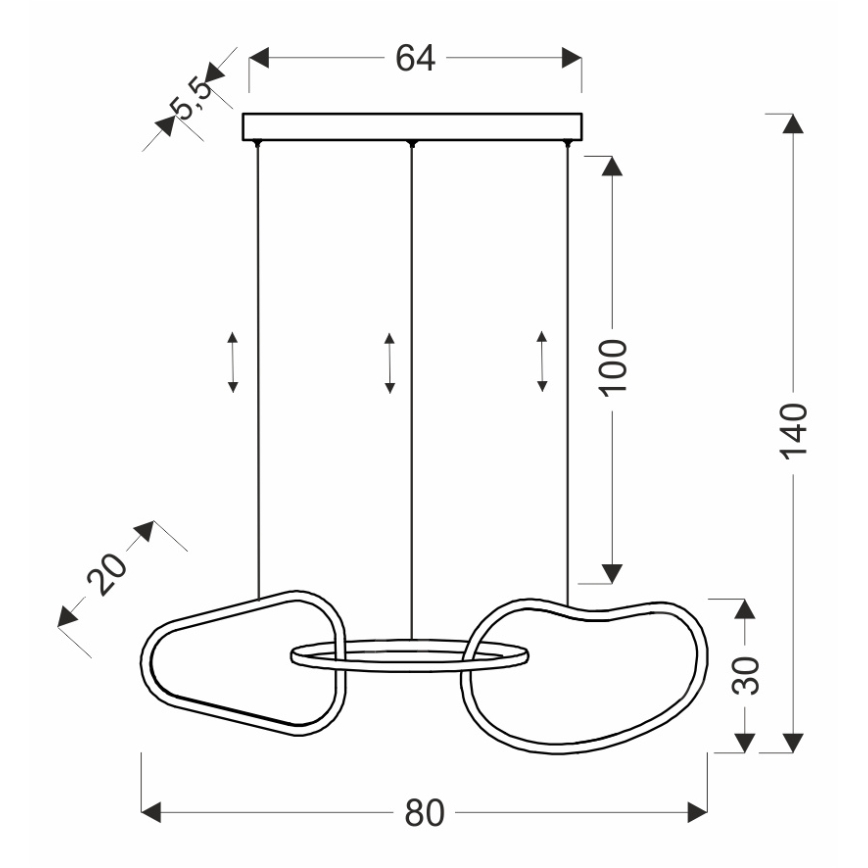 LED-kroonluchter aan kabel ANNELI LED/30W/230V 80 cm goud