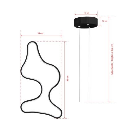 LED-kroonluchter aan kabel ARTISAN LED/36W/230V 6500K zwart