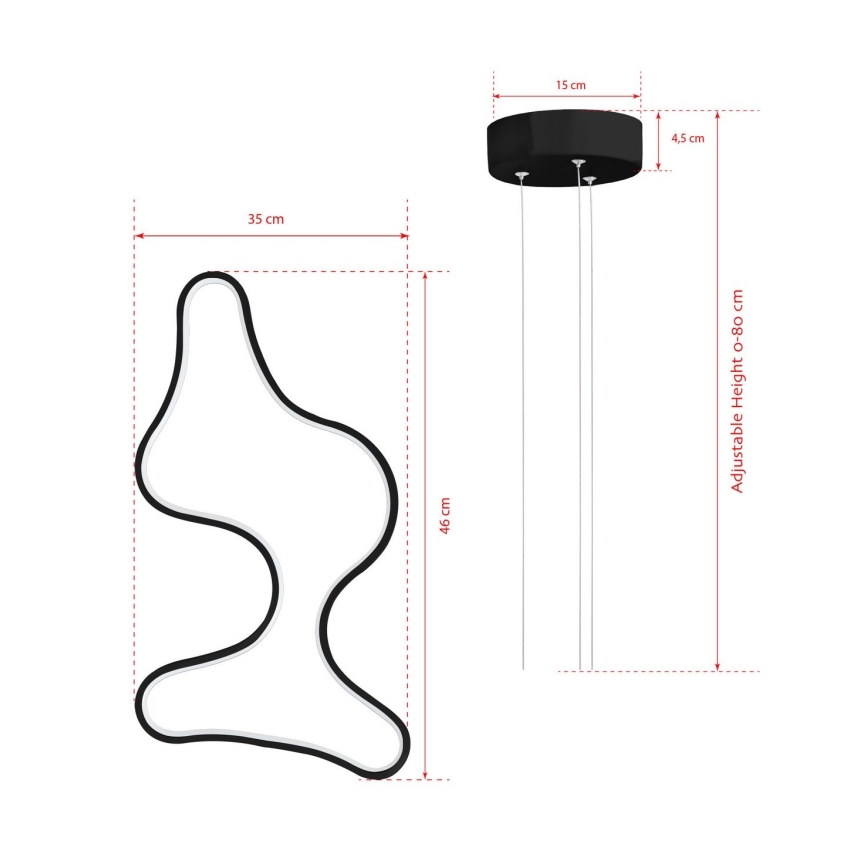 LED-kroonluchter aan kabel ARTISAN LED/36W/230V 6500K zwart