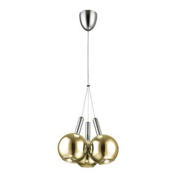 LED-kroonluchter aan kabel BALLS 3xLED/5W230V goud/mat chroom