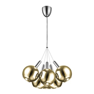 LED-kroonluchter aan kabel BALLS 6xLED/5W230V goud/mat chroom
