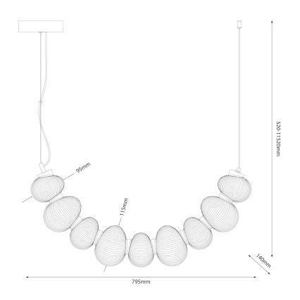 LED-kroonluchter aan kabel BOLLA LED/36W/230V goud/rookbeige