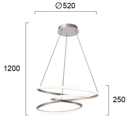 LED-kroonluchter aan kabel CORT LED/40W/230V zilver