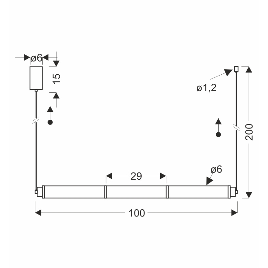 LED-kroonluchter aan kabel CORTE LED/25W/230V zwart