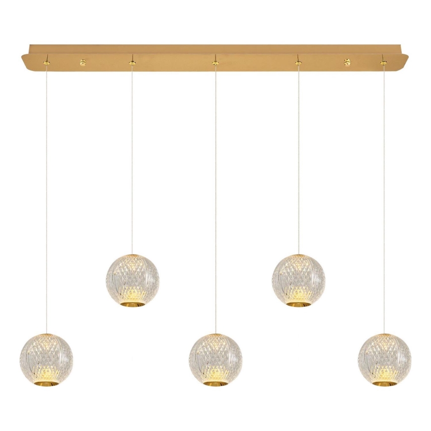 LED-kroonluchter aan kabel CREMONA 5xLED/5W/230V 3000K goud