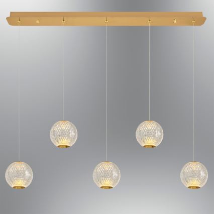 LED-kroonluchter aan kabel CREMONA 5xLED/5W/230V 3000K goud