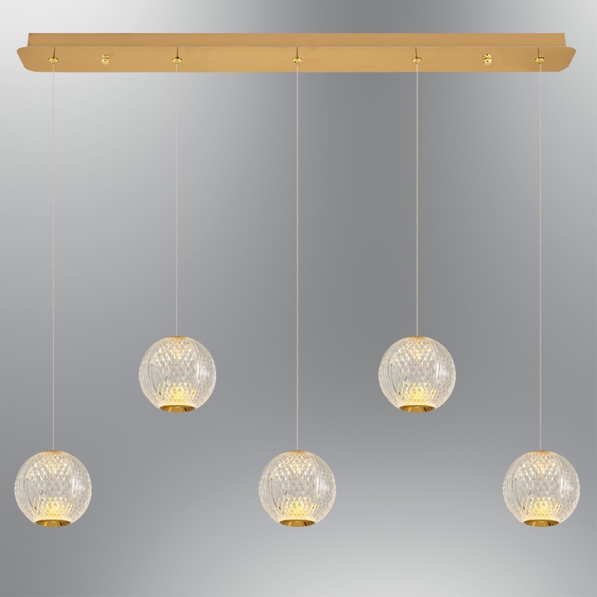 LED-kroonluchter aan kabel CREMONA 5xLED/5W/230V 3000K goud