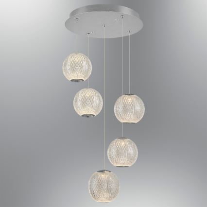 LED-kroonluchter aan kabel CREMONA 5xLED/5W/230V 3000K mat chroom