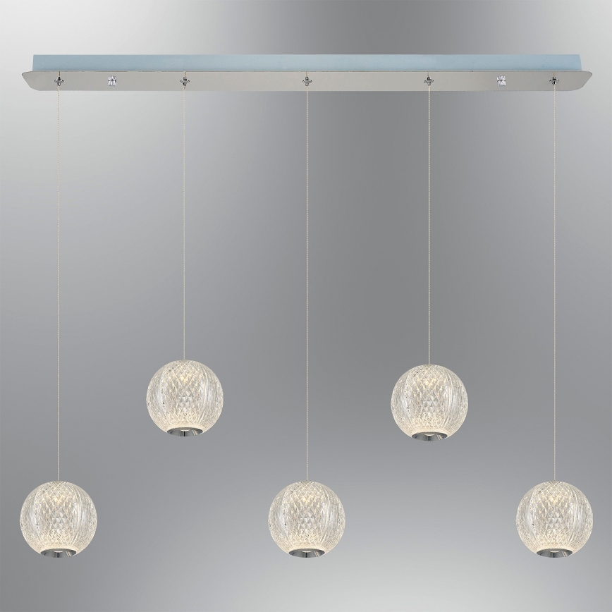 LED-kroonluchter aan kabel CREMONA 5xLED/5W/230V 3000K mat chroom
