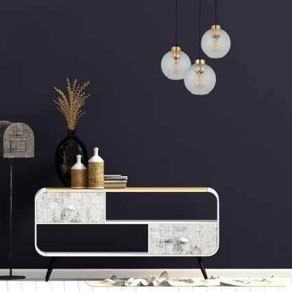 LED-kroonluchter aan kabel DEVON 3xE27/15W/230V zwart/helder
