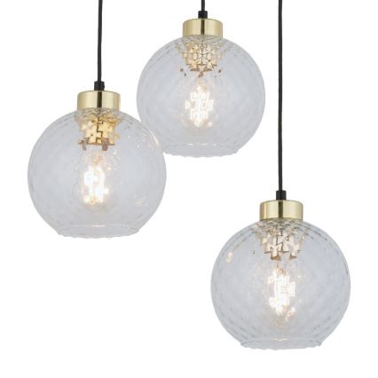 LED-kroonluchter aan kabel DEVON 3xE27/15W/230V zwart/helder