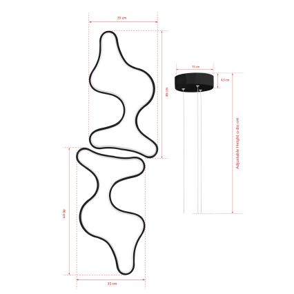 LED kroonluchter aan kabel DUPLE ARTISAN LED/80W/230V 4000K zwart