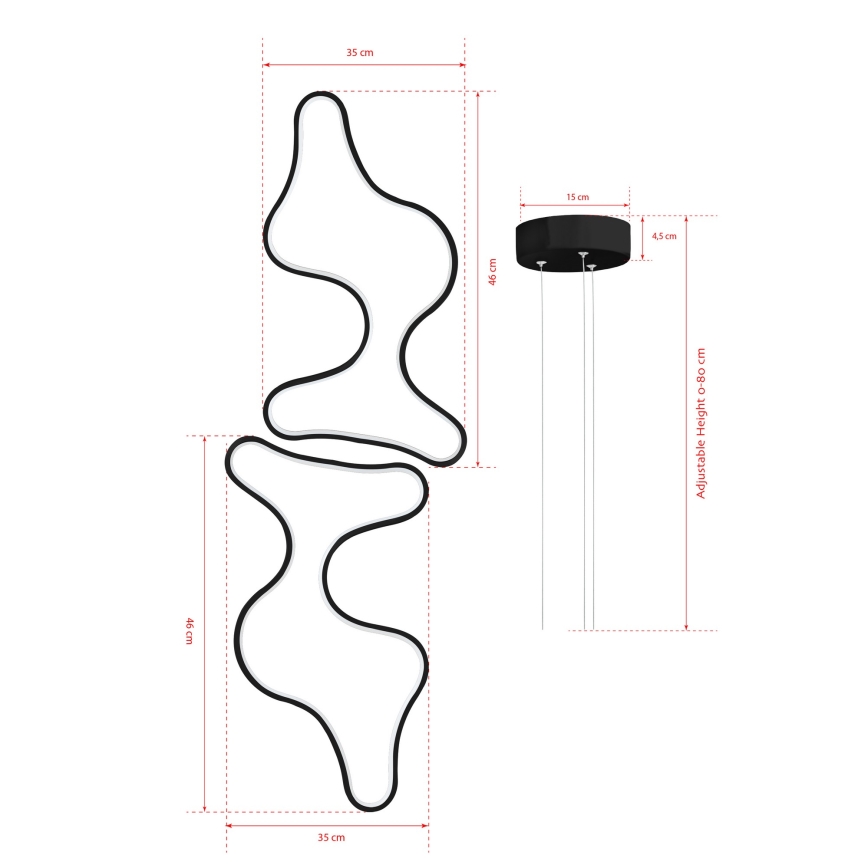 LED kroonluchter aan kabel DUPLE ARTISAN LED/80W/230V 4000K zwart