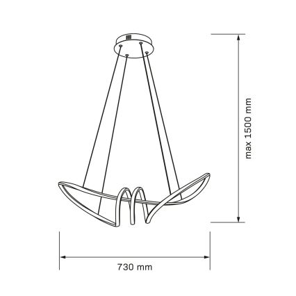 LED-kroonluchter aan kabel FLAVIA LED/44W/230V zwart