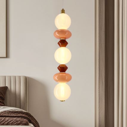 LED kroonluchter aan kabel FLORES LED/20W/230V goud/oranje/bruin