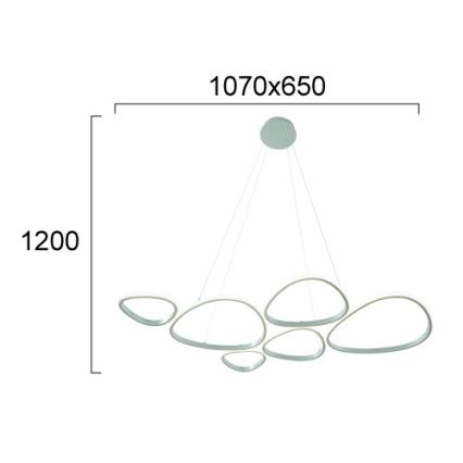 LED-kroonluchter aan kabel HELIX LED/61W/230V, zilver