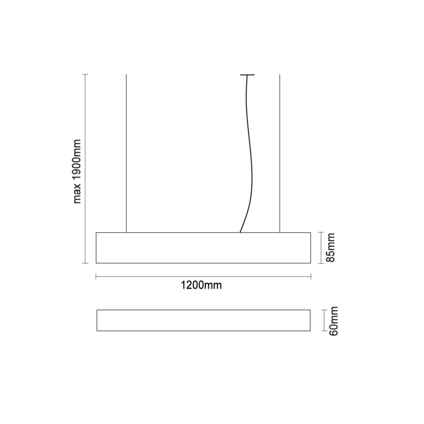 LED-kroonluchter aan kabel LED/55W/230V 3000/4000/6500K 120 cm zwart