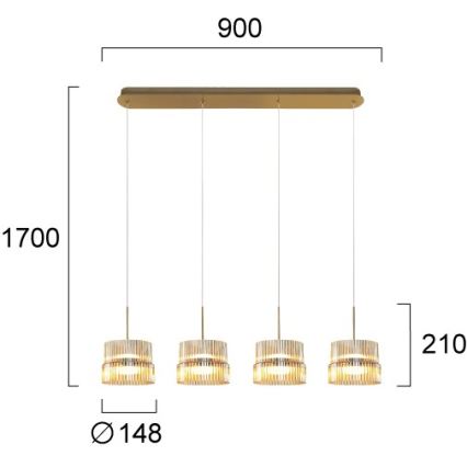 LED-kroonluchter aan kabel LUXE LED/46W/230V messing