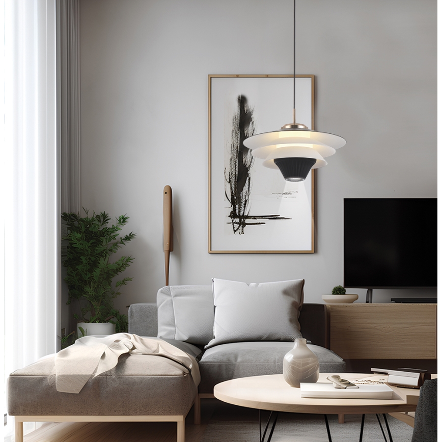 LED-kroonluchter aan kabel MANLEY LED/5W/230V zwart/wit