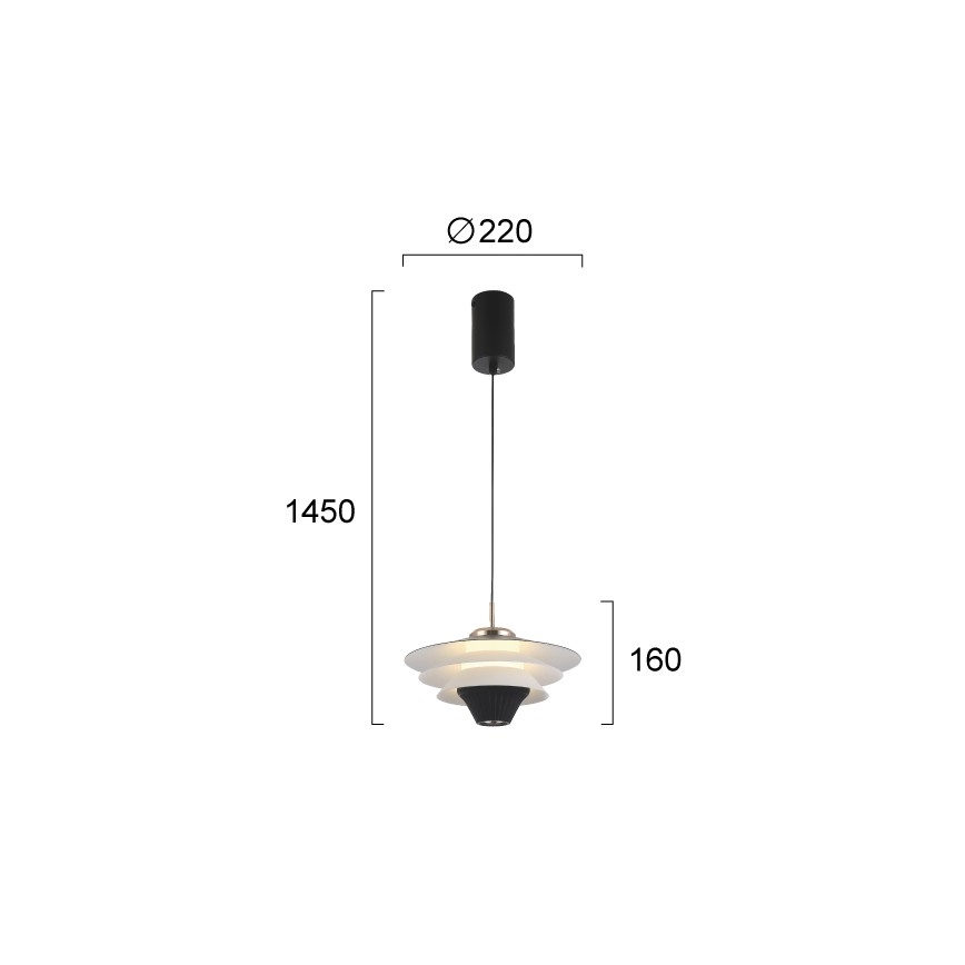 LED-kroonluchter aan kabel MANLEY LED/5W/230V zwart/wit