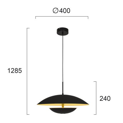 LED-kroonluchter aan kabel MONICA LED/16W/230V zwart/goud