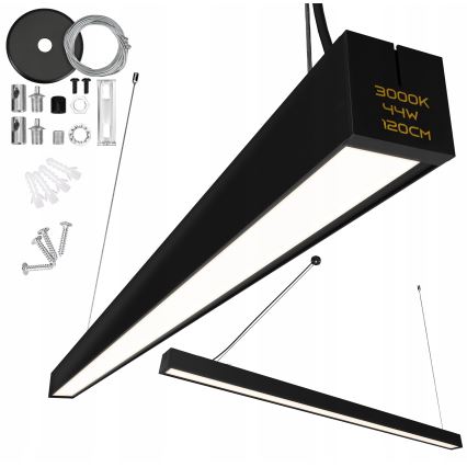 LED kroonluchter aan kabel/opbouw LED/44W/230V 3000K 120 cm zwart