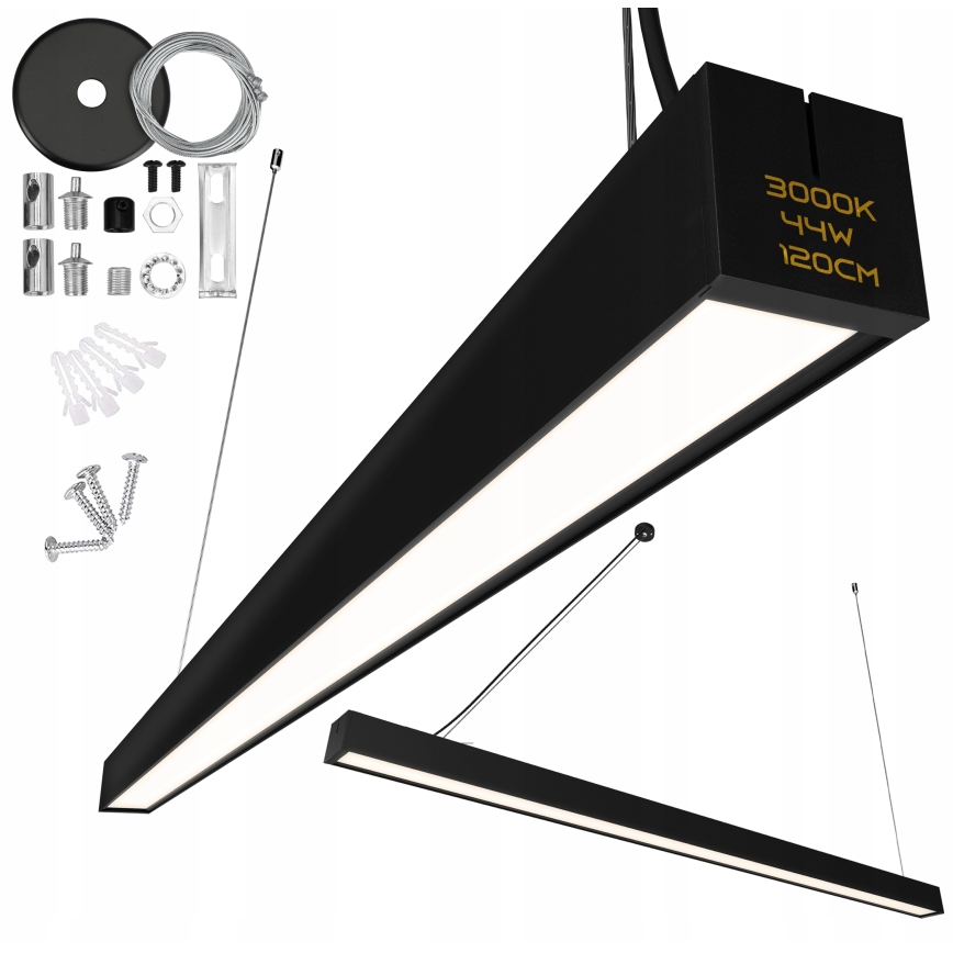 LED kroonluchter aan kabel/opbouw LED/44W/230V 3000K 120 cm zwart