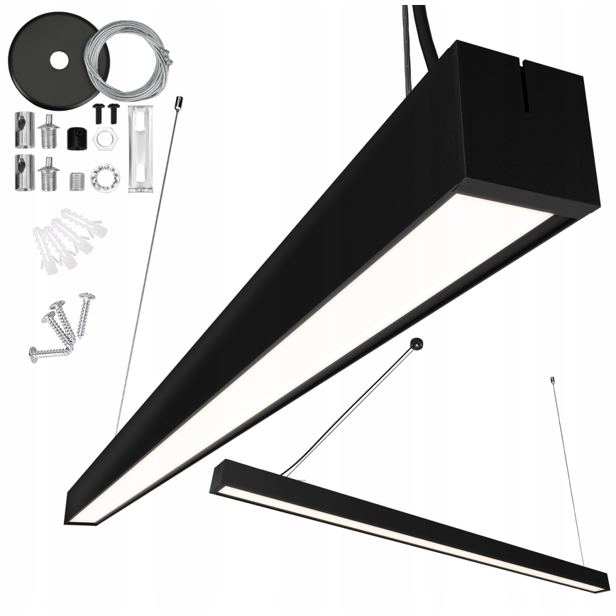 LED-kroonluchter aan kabel/opbouw LED/44W/230V 4000K 120 cm zwart