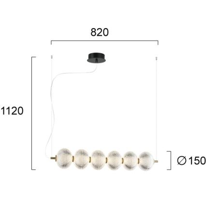 LED-kroonluchter aan kabel PELLUCID LED/23W/230V goud/transparant