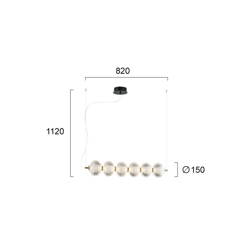 LED-kroonluchter aan kabel PELLUCID LED/23W/230V goud/transparant