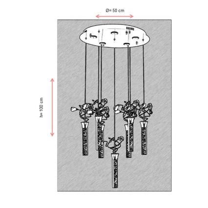 LED-kroonluchter aan kabel PIGEON 7xLED/6W/230V 6500K glanzend chroom