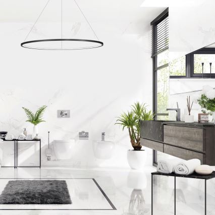 LED-kroonluchter aan kabel SATURNO LED/65W/230V Ø 120 cm IP44 zwart