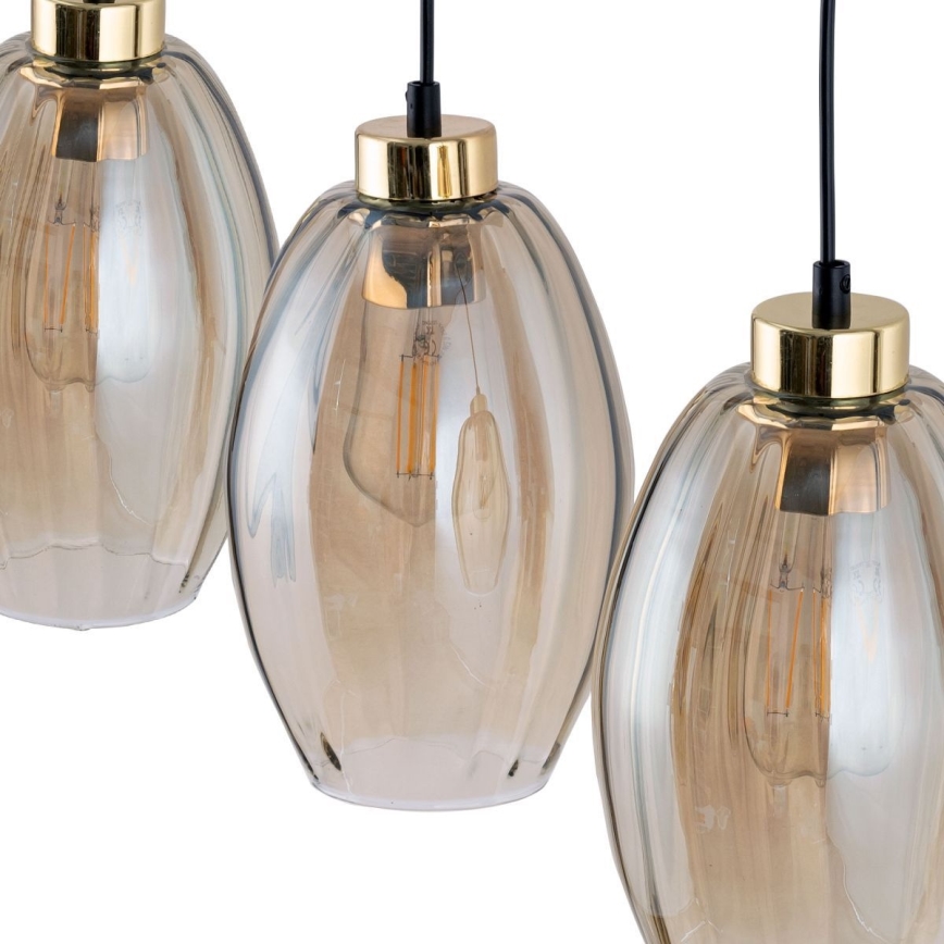 LED-kroonluchter aan kabel SEBO 1xE27/15W/230V zwart/rookbeige