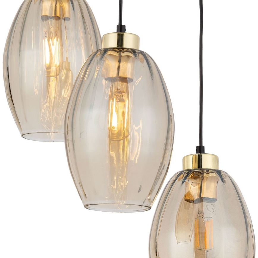 LED-kroonluchter aan kabel SEBO 3xE27/15W/230V zwart/rookbeige