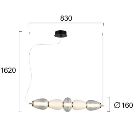 LED-kroonluchter aan kabel SHINY LED/23W/230V wit/goud