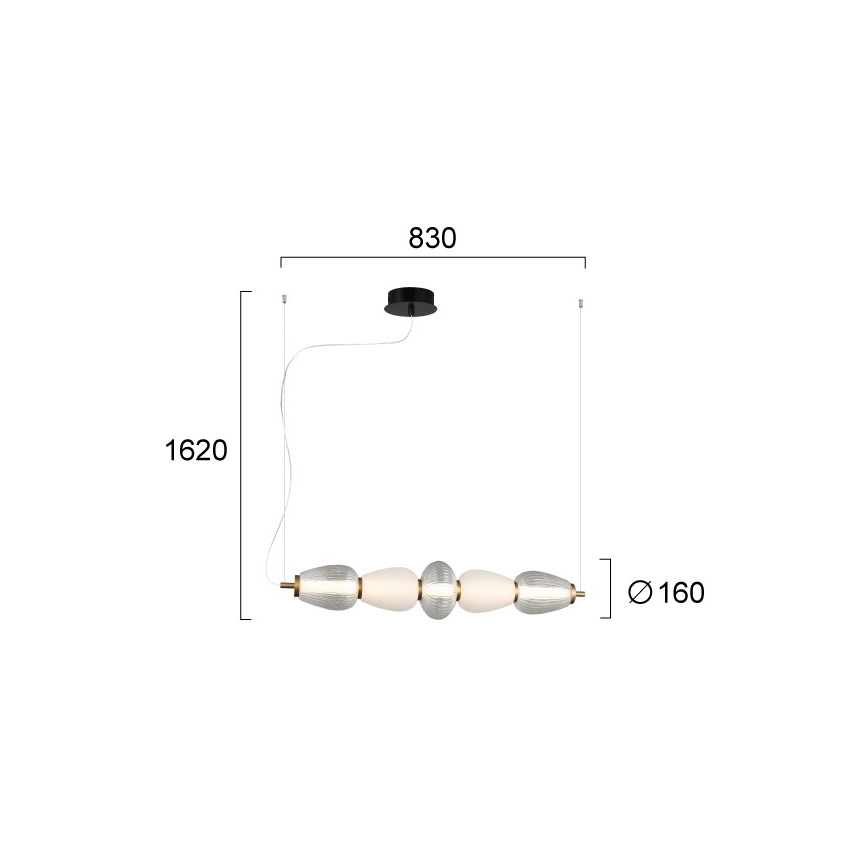 LED-kroonluchter aan kabel SHINY LED/23W/230V wit/goud