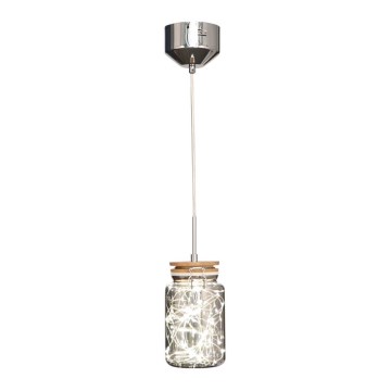 LED-kroonluchter aan kabel SHOCK LED/5W/230V glanzend chroom/hout