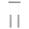 LED-kroonluchter aan kabel TUBA 2xGU10/4,8W/230V grijs/glanzend chroom